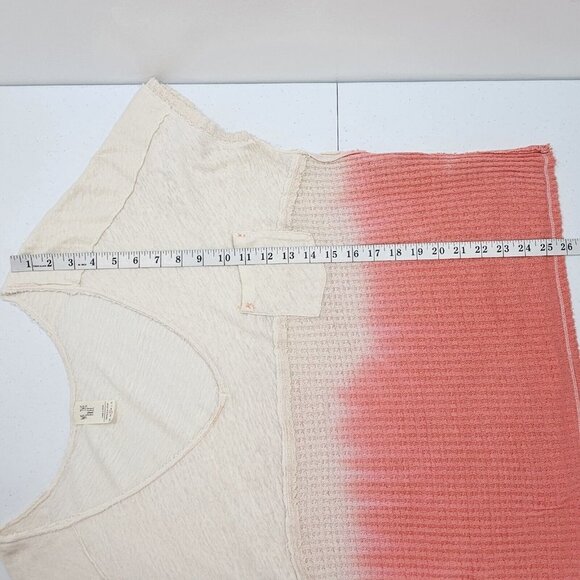 We The Free People Sun Dial Ombré T Shirt Size Small Coral Oversized Dip Dye Tee - Picture 11 of 15